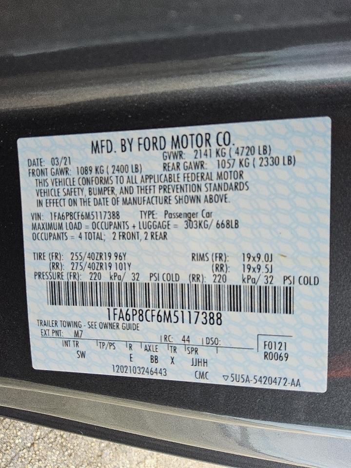 2021 Ford Mustang Gt VIN: 1FA6P8CF6M5117388 Lot: 70555935