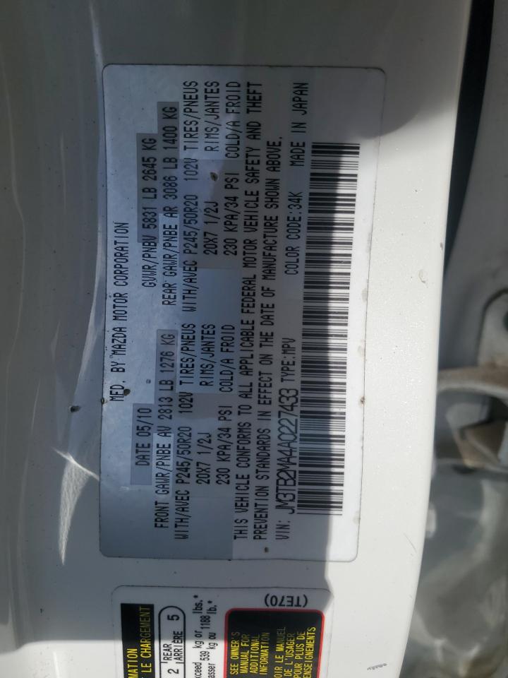 2010 Mazda Cx-9 VIN: JM3TB2MA4A0227433 Lot: 83751575