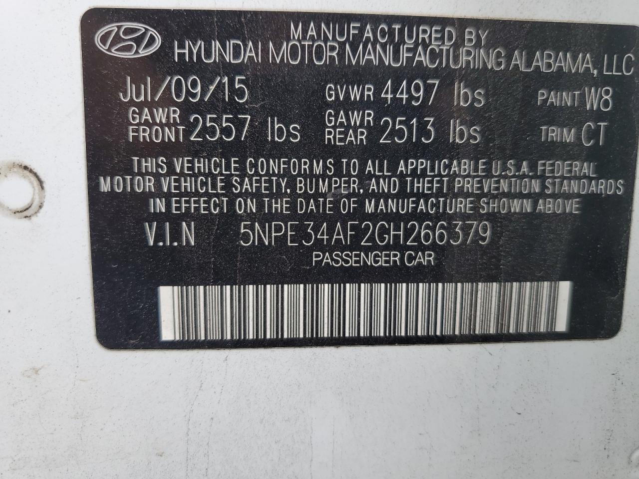 2016 Hyundai Sonata Sport VIN: 5NPE34AF2GH266379 Lot: 81208795