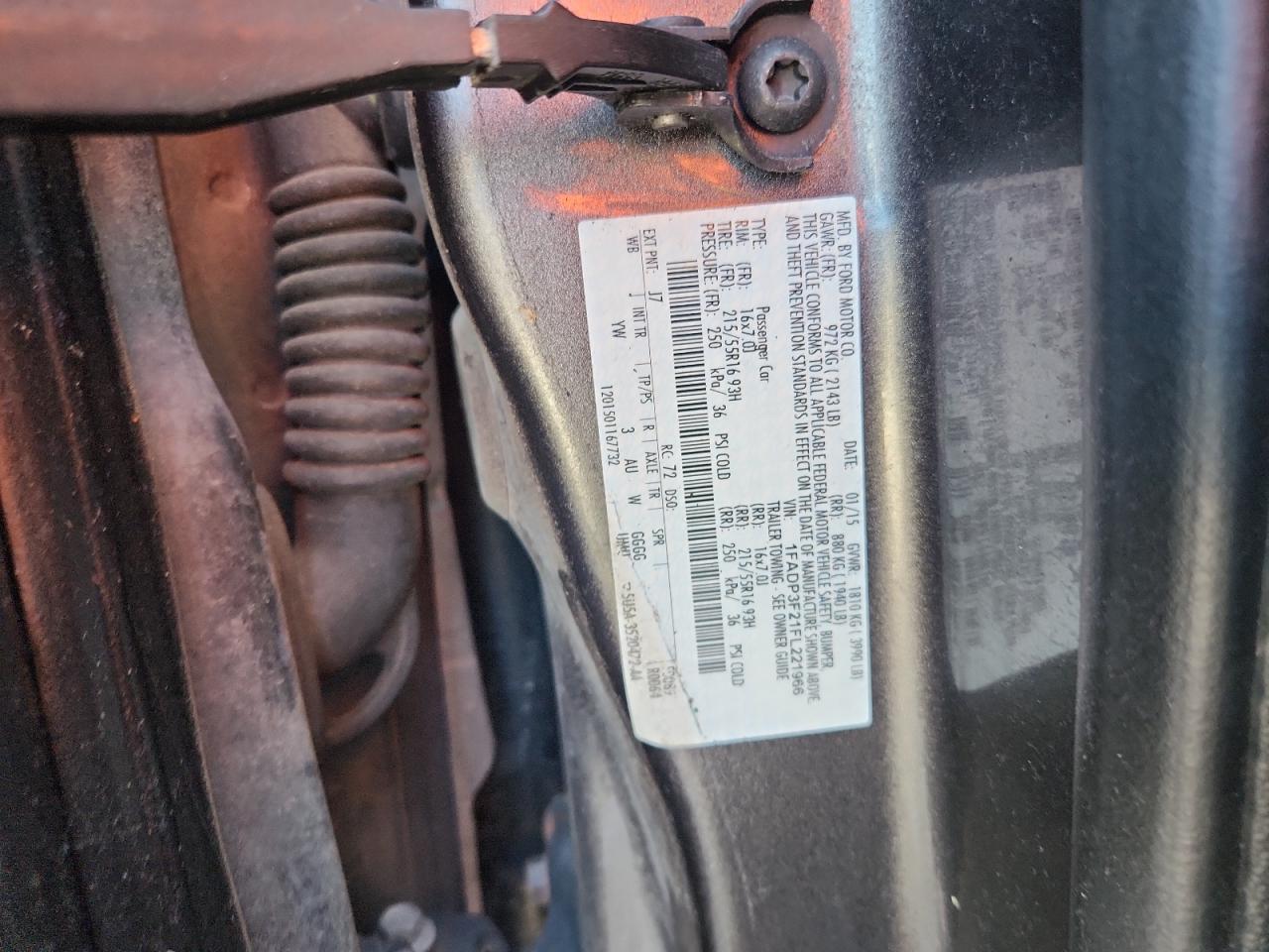 2015 Ford Focus Se VIN: 1FADP3F21FL221966 Lot: 81304495