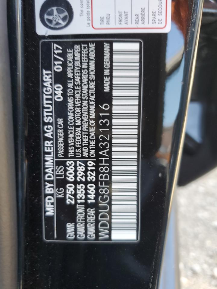 2017 Mercedes-Benz S 550 4Matic VIN: WDDUG8FB8HA321316 Lot: 72051955