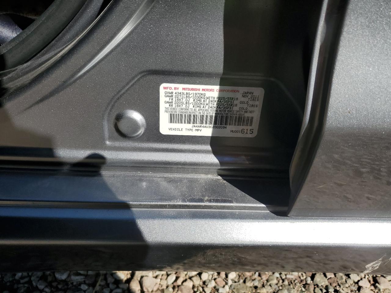 2012 Mitsubishi Outlander Sport Se VIN: JA4AR4AU3CZ002094 Lot: 84060885