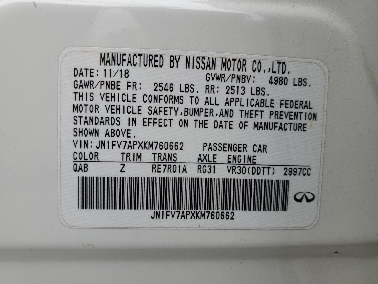 2019 Infiniti Q50 Red Sport 400 VIN: JN1FV7APXKM760662 Lot: 80225485