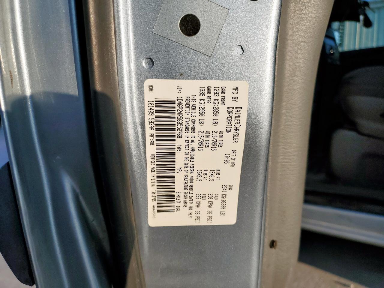 2006 Dodge Grand Caravan Se VIN: 1D4GP24R56B552768 Lot: 81587685