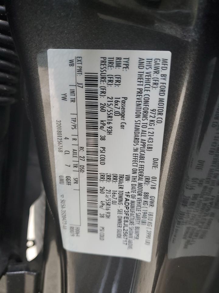 2018 Ford Focus Se VIN: 1FADP3FE8JL256717 Lot: 81587645