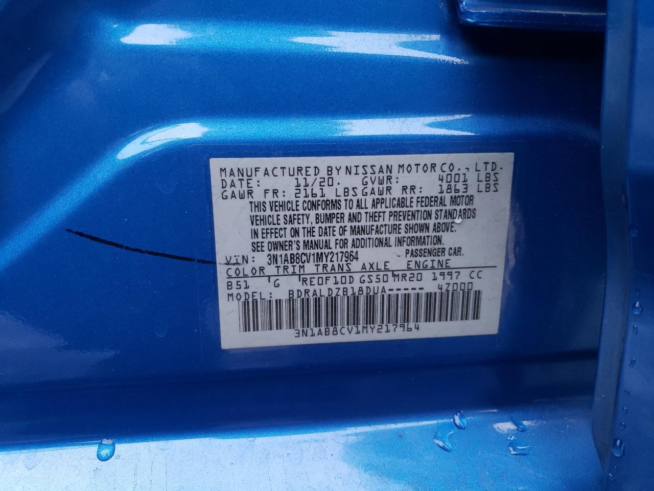 2021 Nissan Sentra Sv VIN: 3N1AB8CV1MY217964 Lot: 71492935