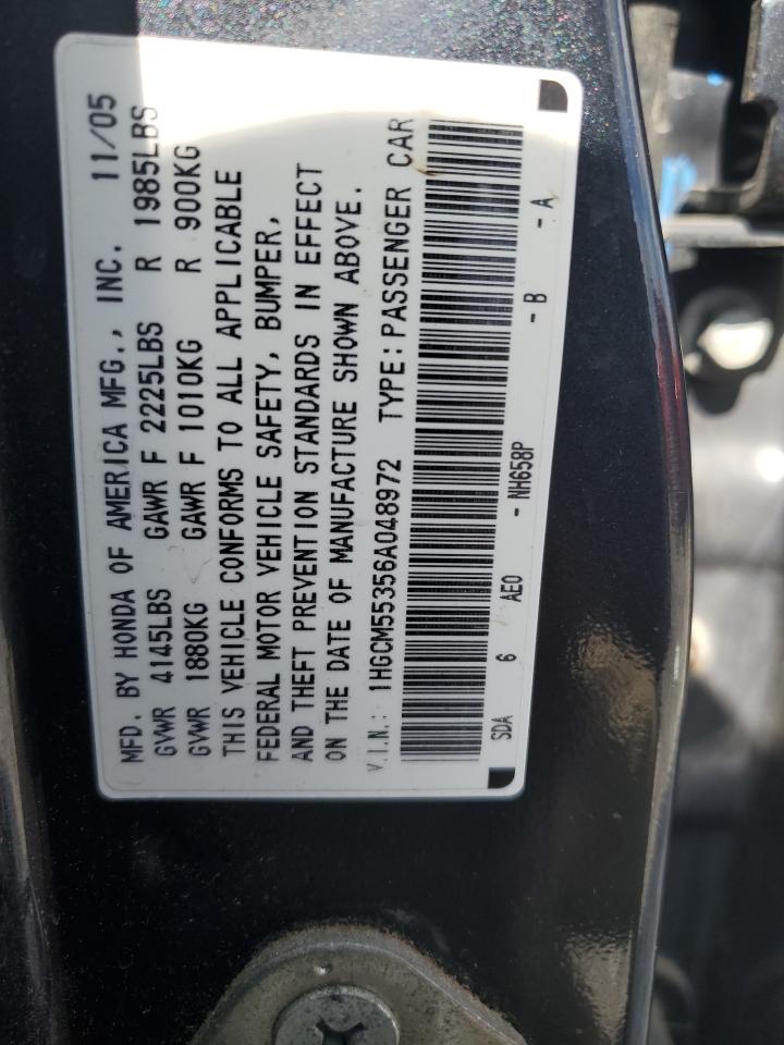 2006 Honda Accord Se VIN: 1HGCM55356A048972 Lot: 84225105