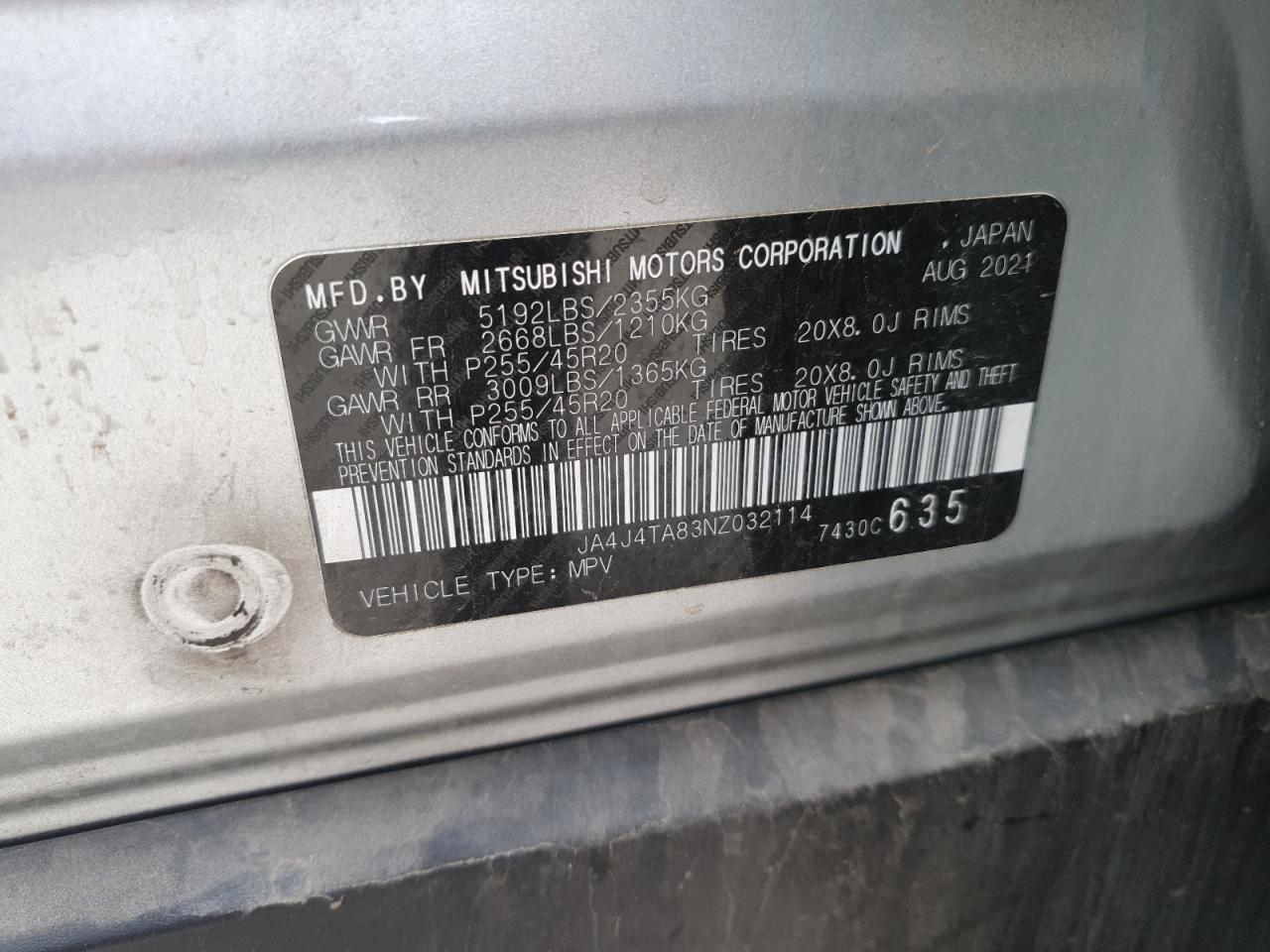 2022 Mitsubishi Outlander Es VIN: JA4J4TA83NZ032114 Lot: 71808615