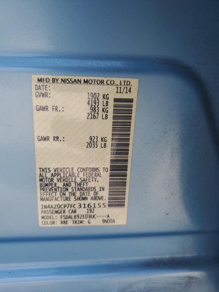 2015 Nissan Leaf S VIN: 1N4AZ0CP7FC316155 Lot: 81228975