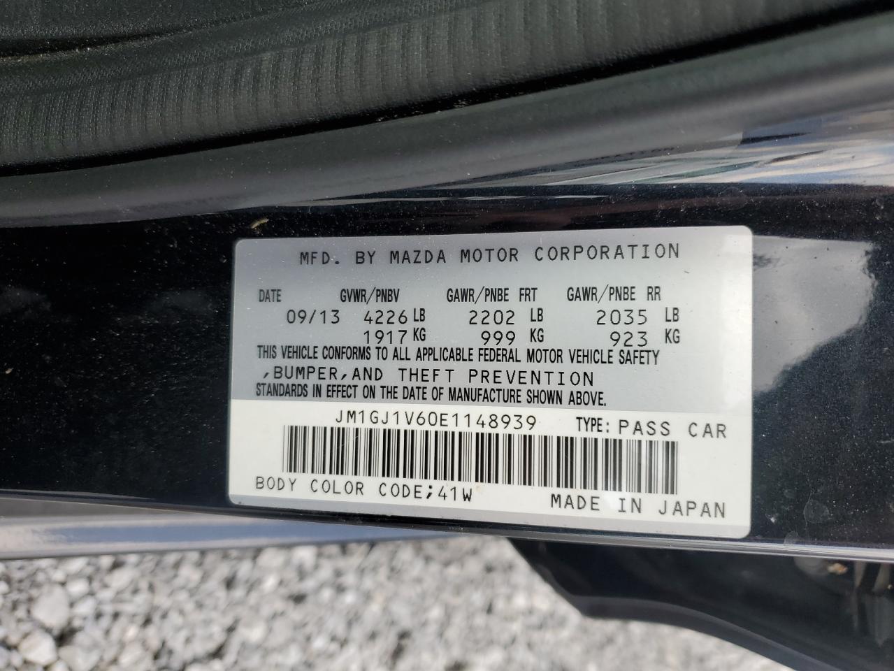 2014 Mazda 6 Touring VIN: JM1GJ1V60E1148939 Lot: 71267825