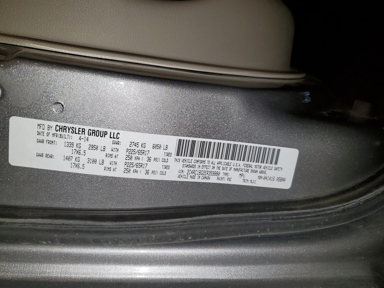 2014 Chrysler Town & Country Touring VIN: 2C4RC1BG2ER359880 Lot: 80283245