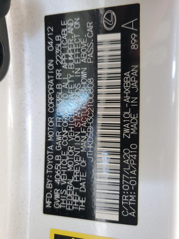 2012 Lexus Ct 200 VIN: JTHKD5BH3C2100808 Lot: 81805735