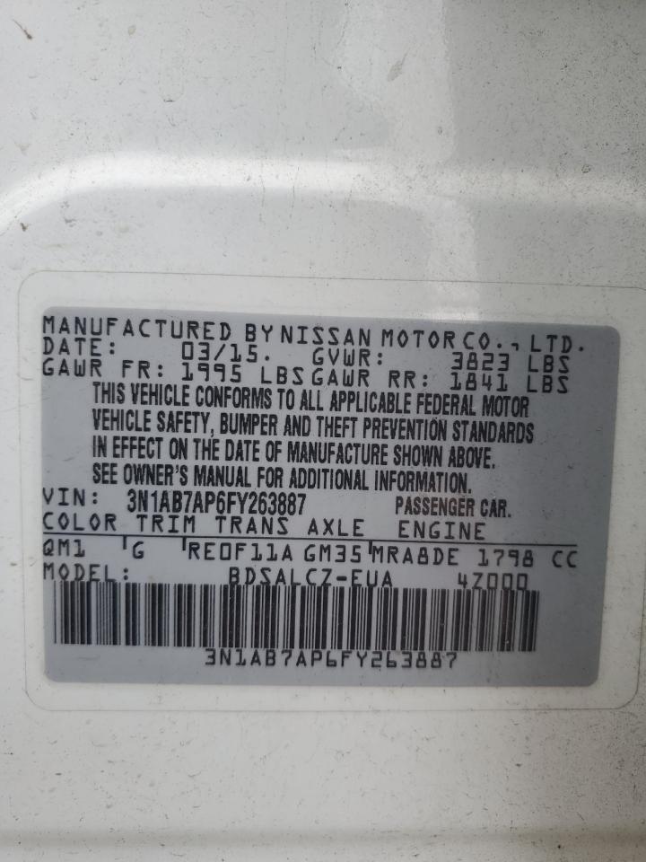 2015 Nissan Sentra S VIN: 3N1AB7AP6FY263887 Lot: 81617585
