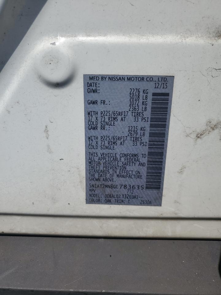 2016 Nissan Rogue S VIN: 5N1AT2MN8GC783635 Lot: 80436175