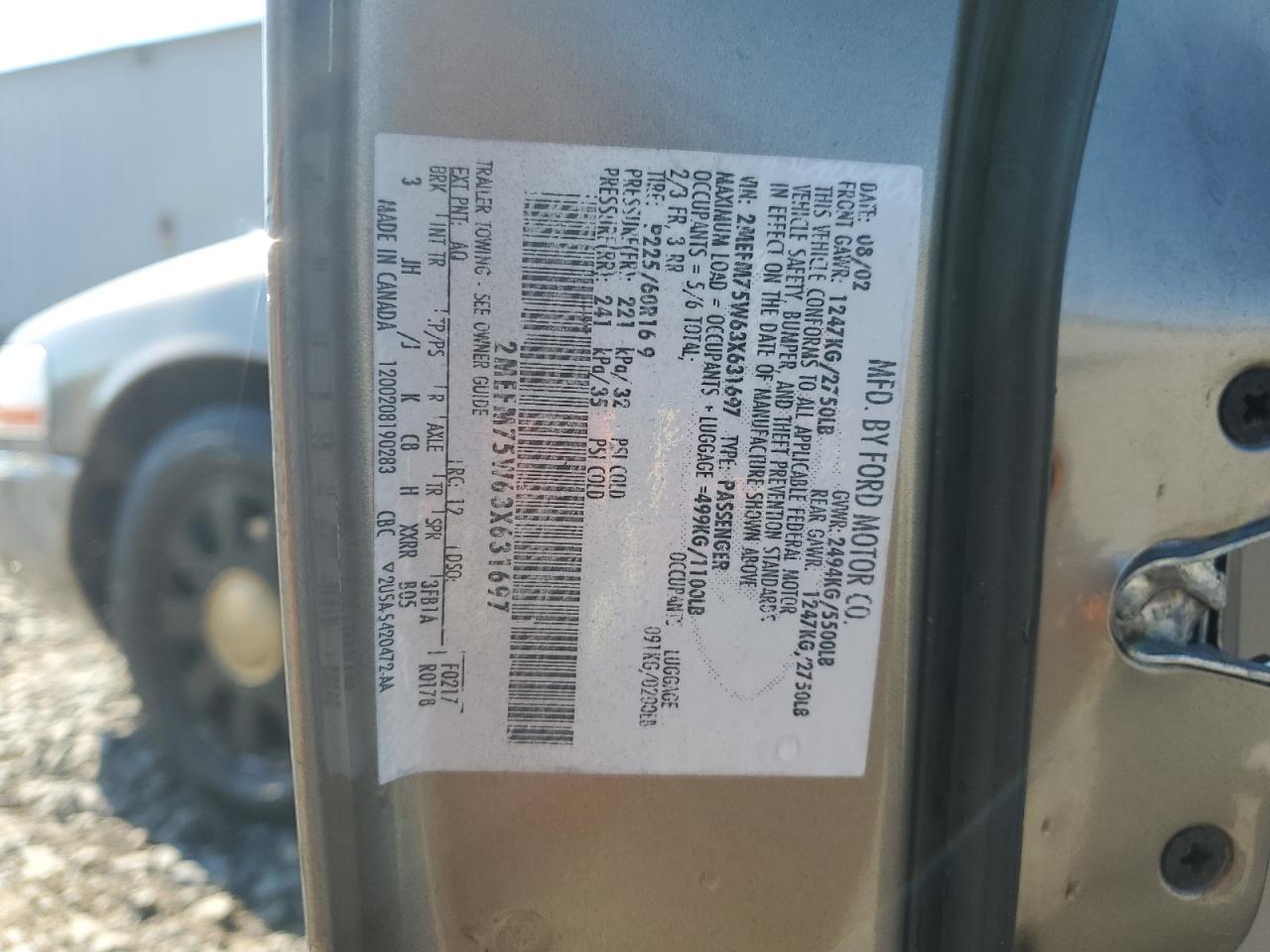 2003 Mercury Grand Marquis Ls VIN: 2MEFM75W63X631697 Lot: 72072675