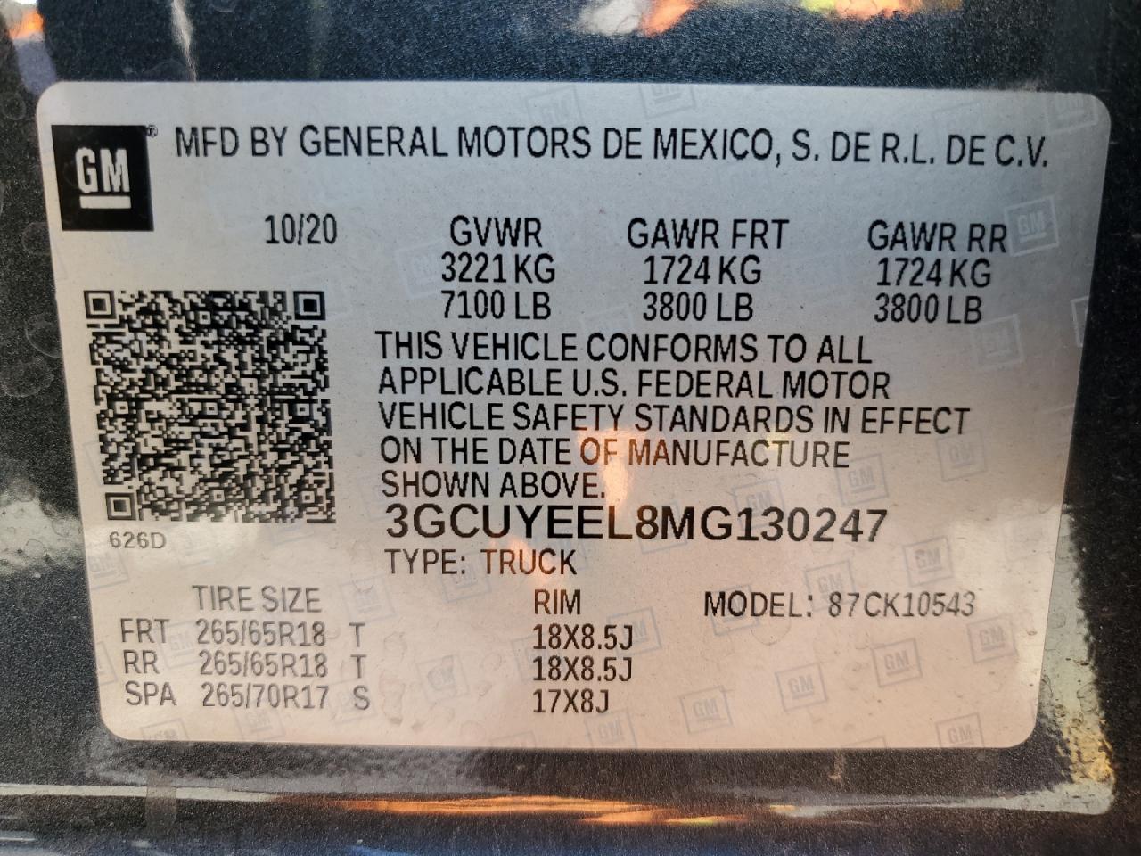 2021 Chevrolet Silverado K1500 Rst VIN: 3GCUYEEL8MG130247 Lot: 81627475