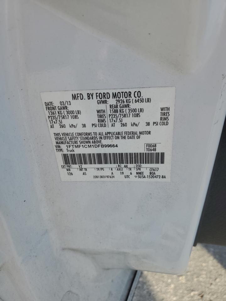 2013 Ford F150 VIN: 1FTMF1CM1DFB99664 Lot: 84437085