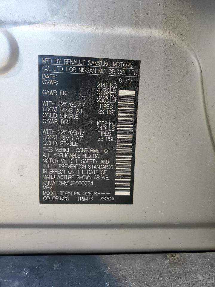 2018 Nissan Rogue S VIN: KNMAT2MV1JP500724 Lot: 81072435