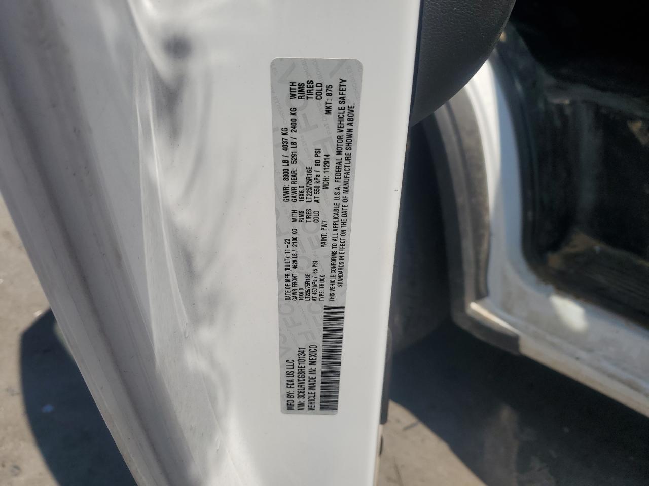 2024 Ram Promaster 2500 2500 High VIN: 3C6LRVCG8RE101341 Lot: 70710835