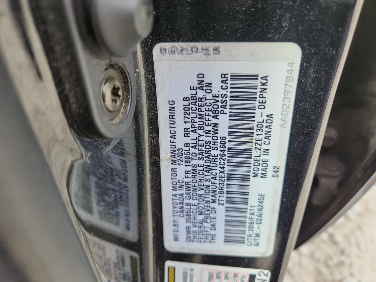 2004 Toyota Corolla Ce VIN: 2T1BR32EX4C264606 Lot: 84454765