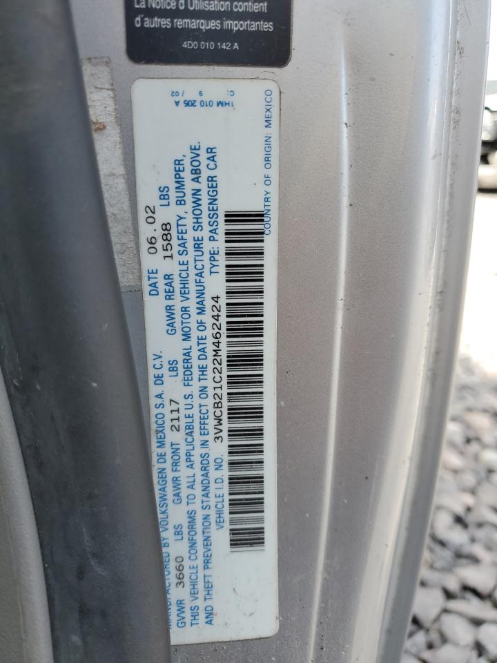 2002 Volkswagen New Beetle Gls VIN: 3VWCB21C22M462424 Lot: 70529835