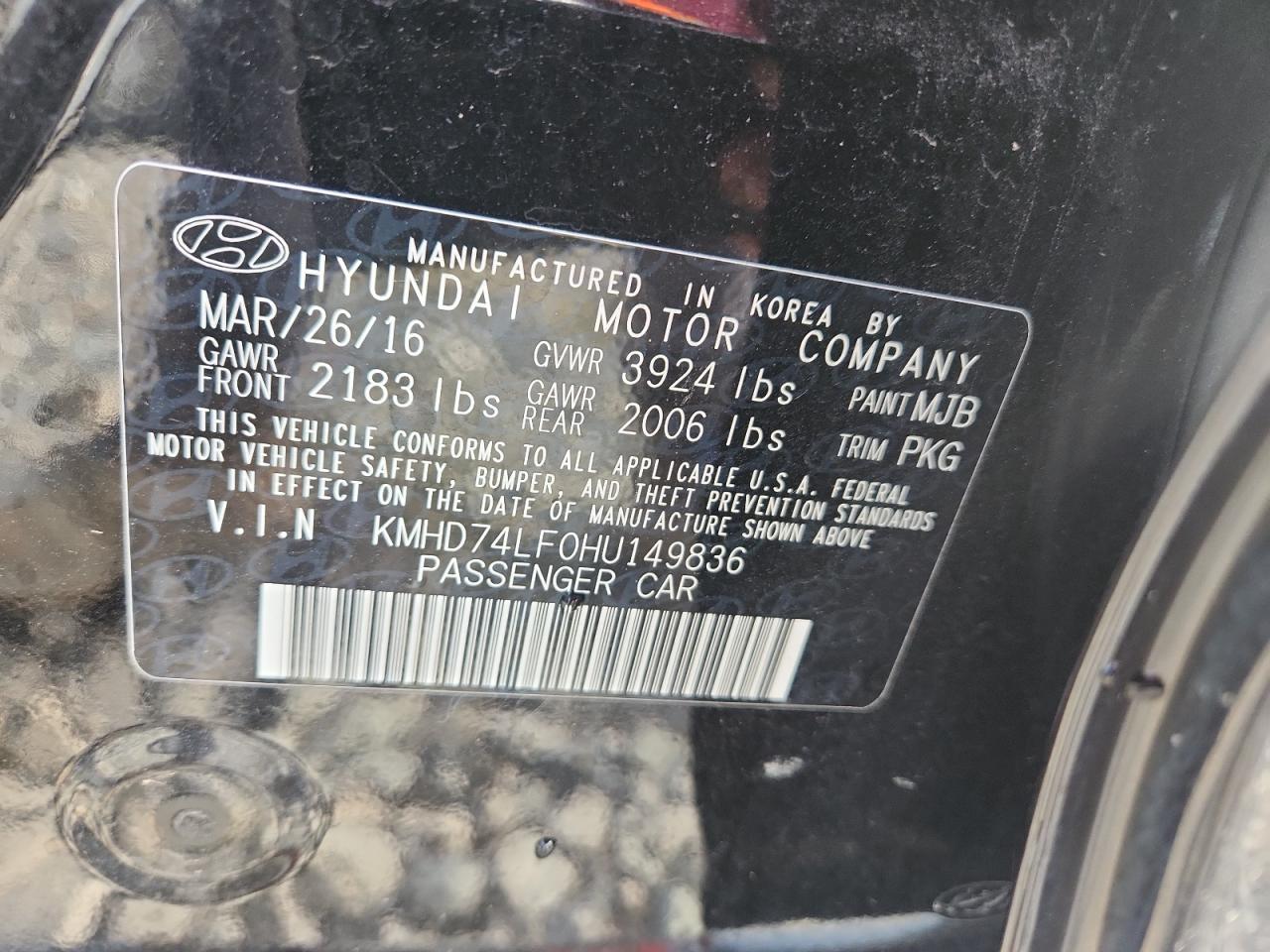 2017 Hyundai Elantra Se VIN: KMHD74LF0HU149836 Lot: 81685605