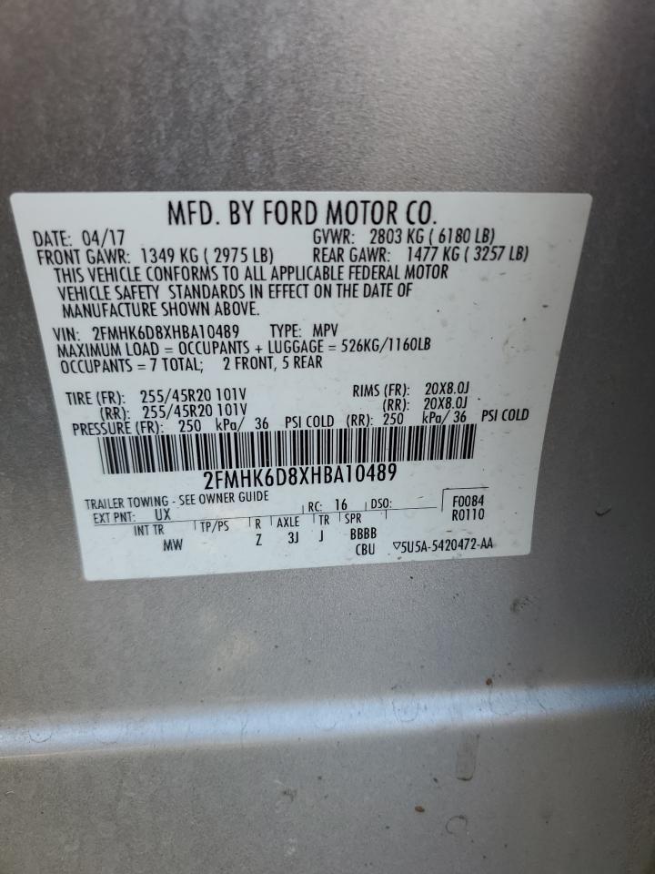 2017 Ford Flex Limited VIN: 2FMHK6D8XHBA10489 Lot: 81061895