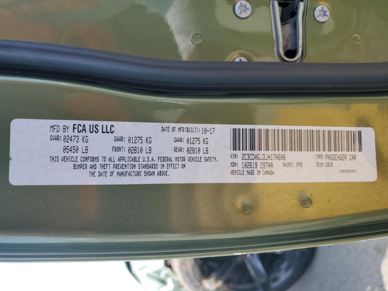 2018 Dodge Charger R/T 392 VIN: 2C3CDXGJ3JH170606 Lot: 84054395