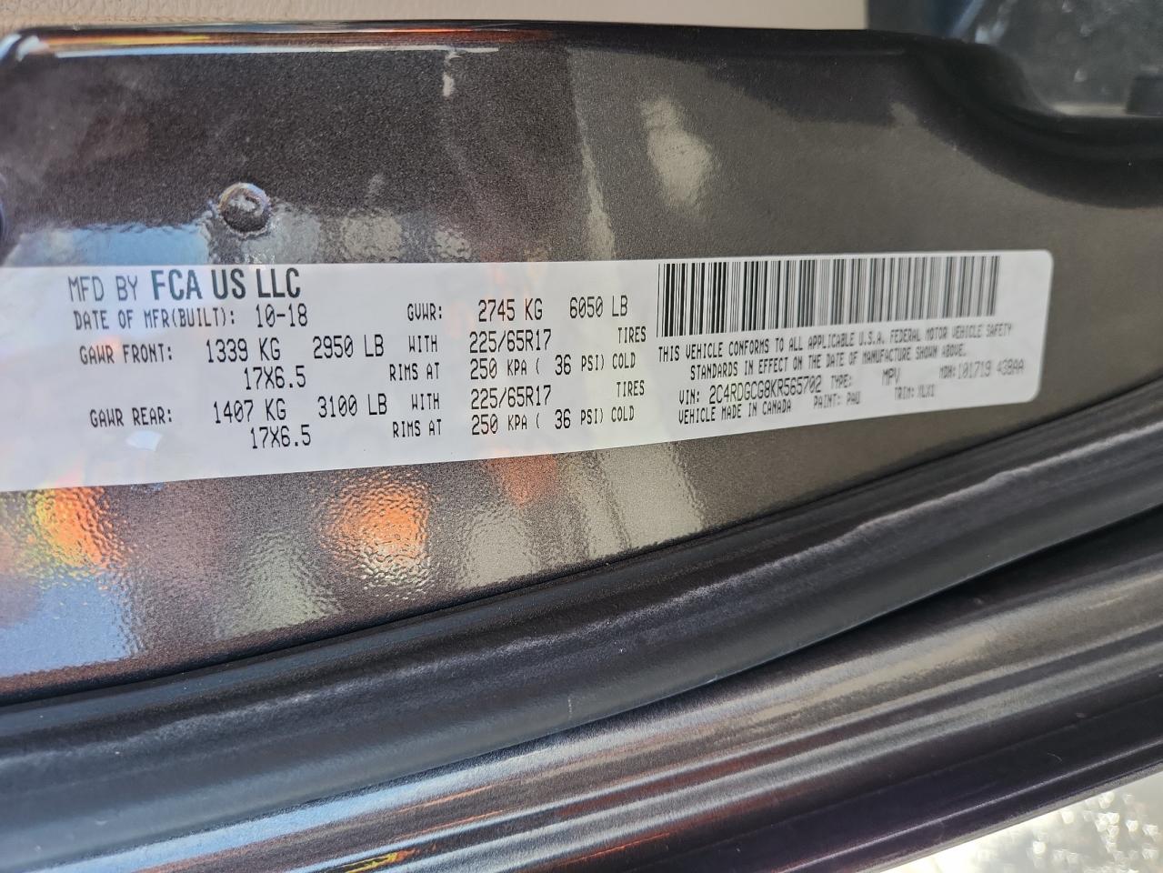 2019 Dodge Grand Caravan Sxt VIN: 2C4RDGCG8KR565702 Lot: 80697585