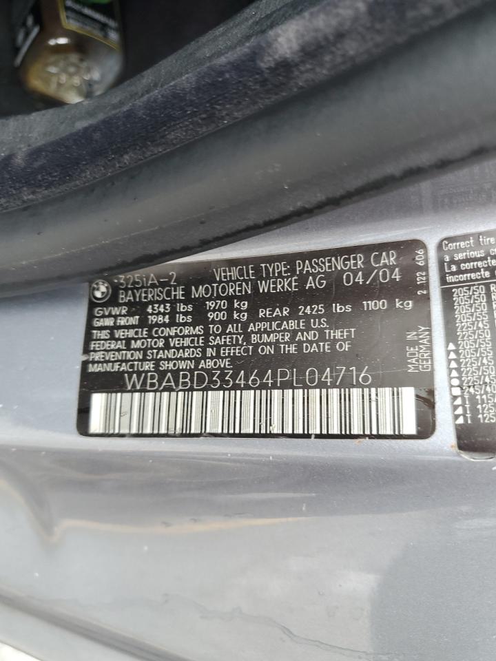 2004 BMW 325 Ci VIN: WBABD33464PL04716 Lot: 81454335