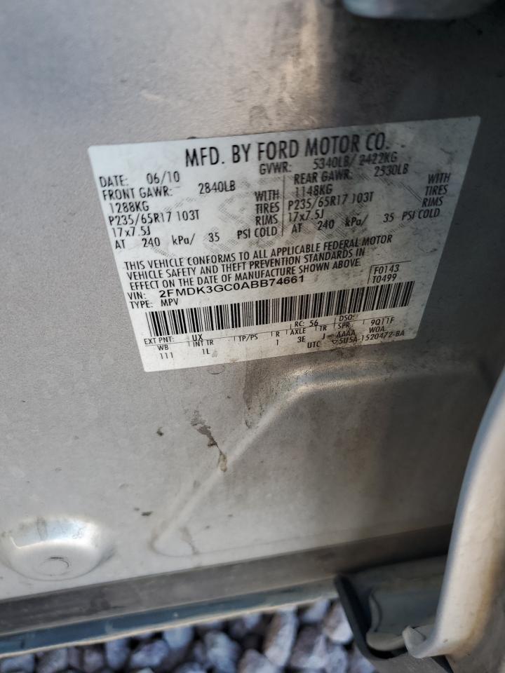 2010 Ford Edge Se VIN: 2FMDK3GC0ABB74661 Lot: 70597315