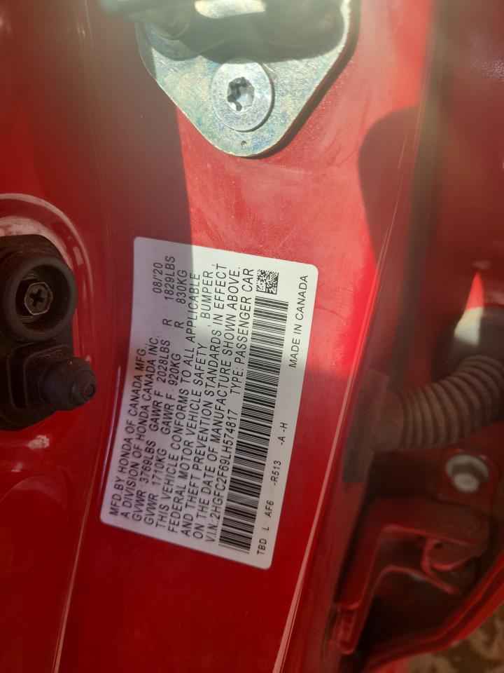 2020 Honda Civic Lx VIN: 2HGFC2F69LH574817 Lot: 80363705