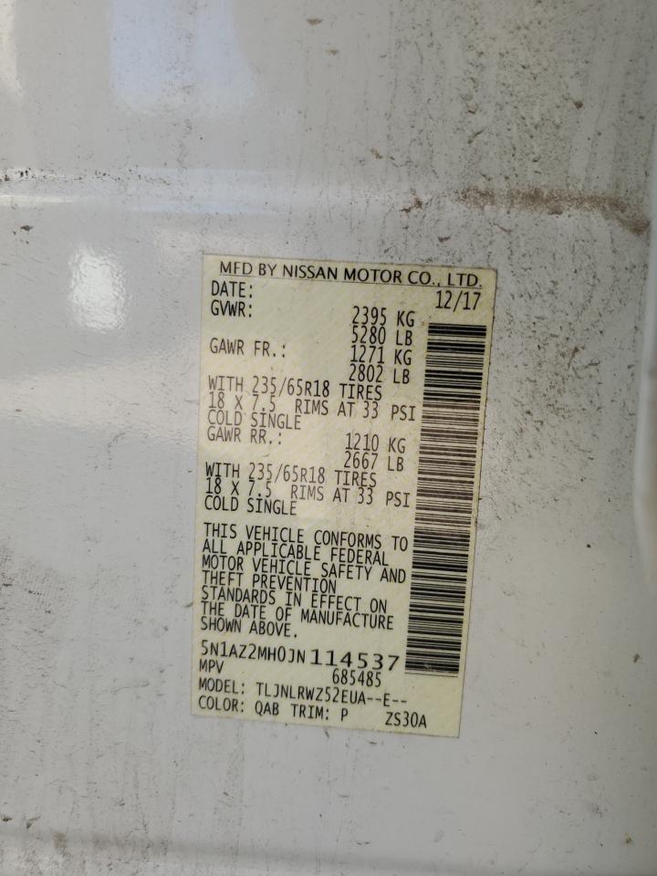 2018 Nissan Murano S VIN: 5N1AZ2MH0JN114537 Lot: 82126645