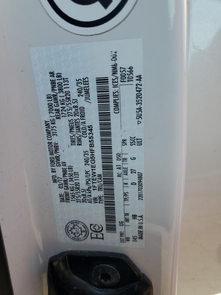 2017 Ford F150 Supercrew VIN: 1FTEW1EG5HFB55345 Lot: 80241915