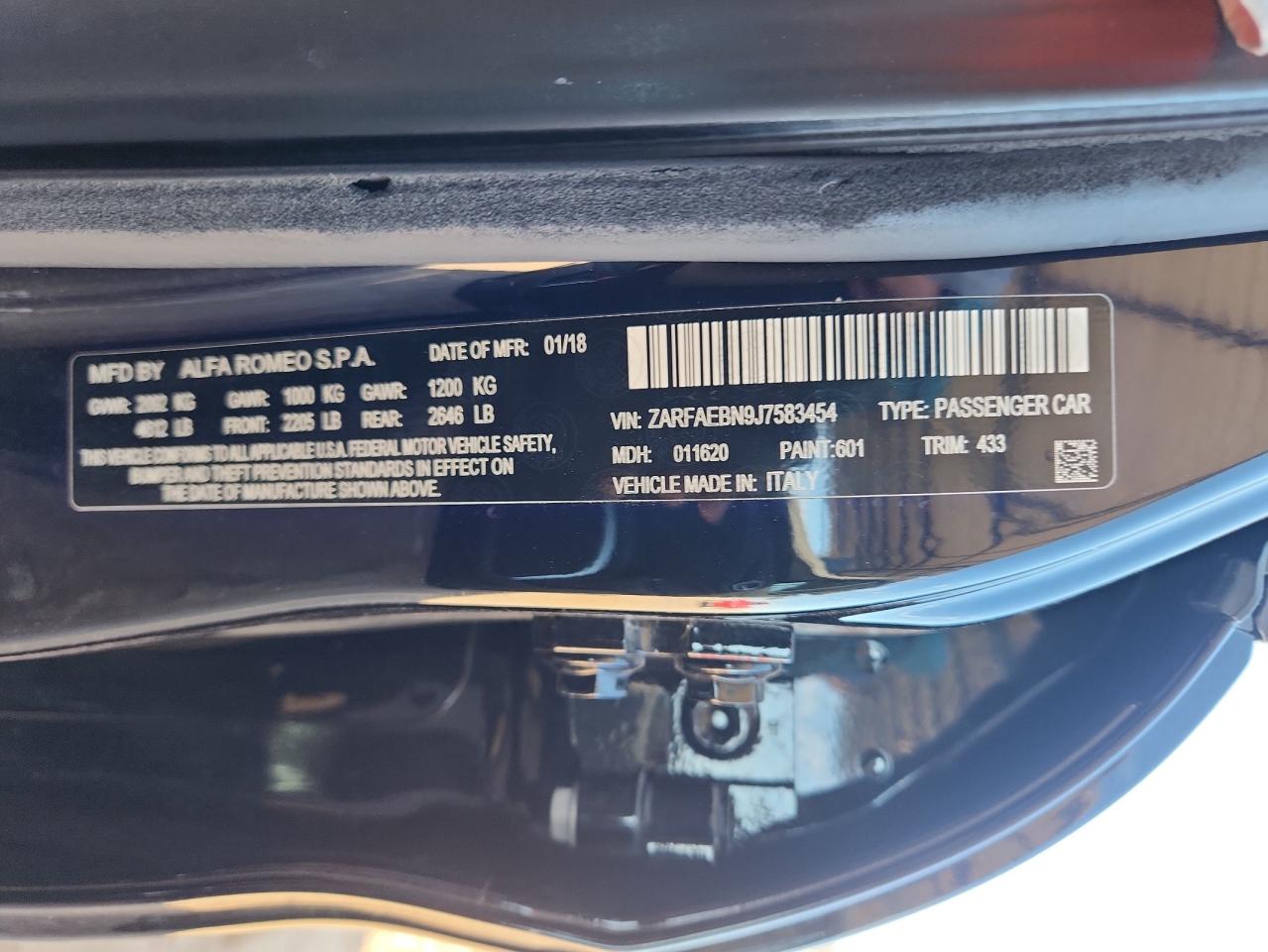 2018 Alfa Romeo Giulia VIN: ZARFAEBN9J7583454 Lot: 82133855