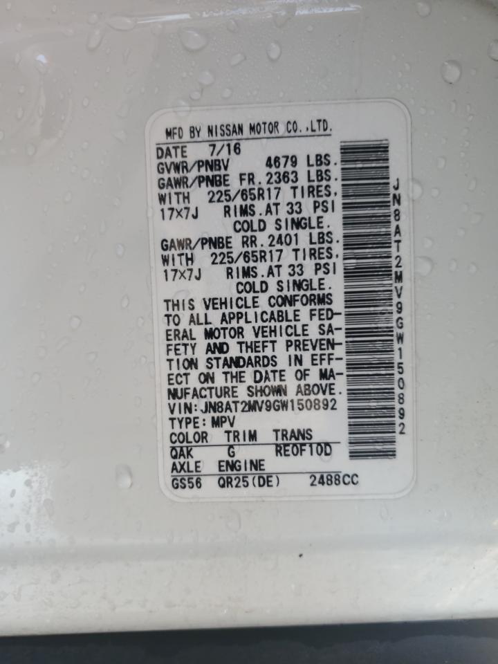 2016 Nissan Rogue S VIN: JN8AT2MV9GW150892 Lot: 81303725