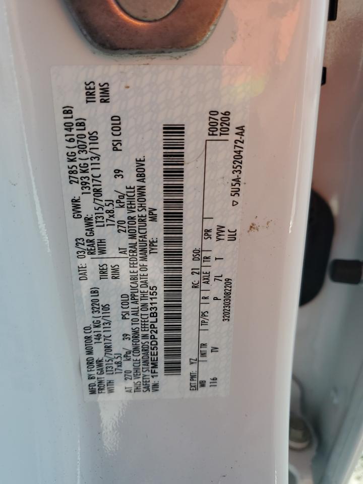 2023 Ford Bronco Base VIN: 1FMEE5DP2PLB31155 Lot: 69655855
