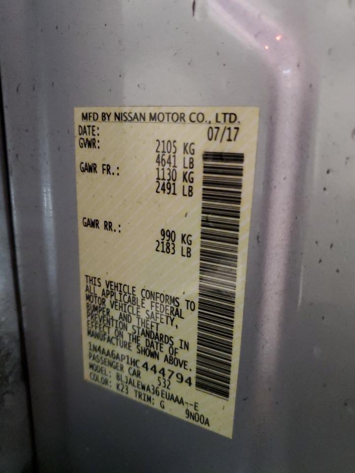 2017 Nissan Maxima 3.5S VIN: 1N4AA6AP1HC444794 Lot: 71611335