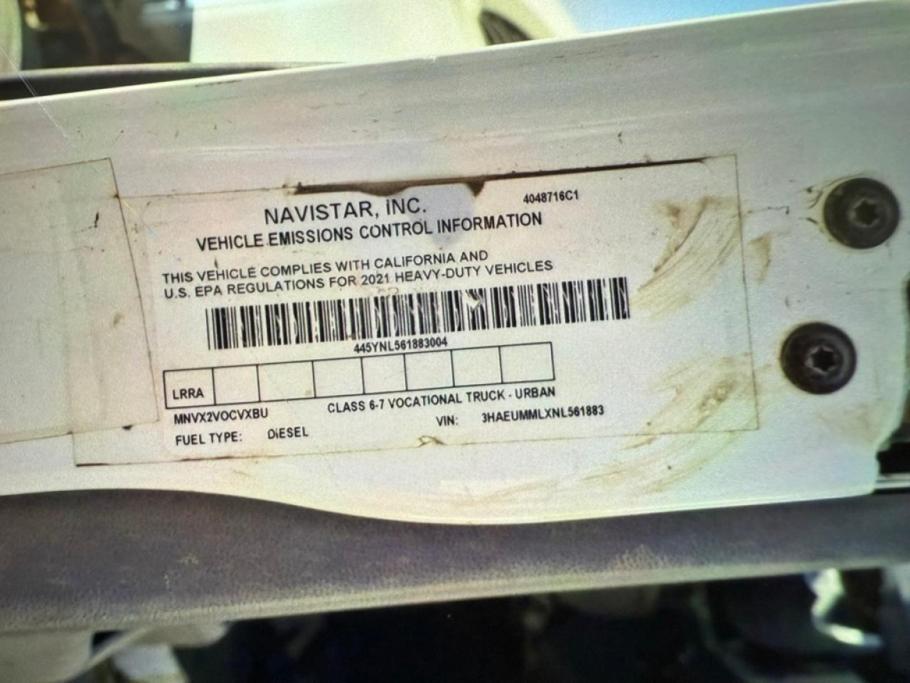 2022 International Mv607 Water Truck VIN: 3HAEUMMLXNL561883 Lot: 80705785