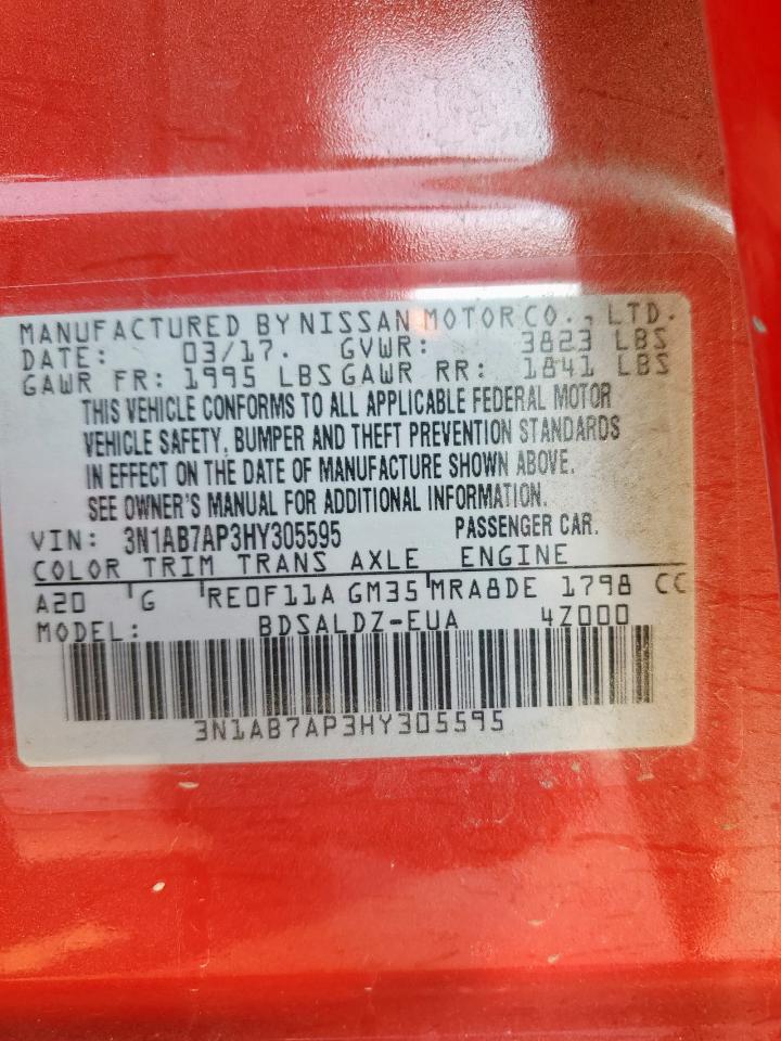 2017 Nissan Sentra S VIN: 3N1AB7AP3HY305595 Lot: 84418365