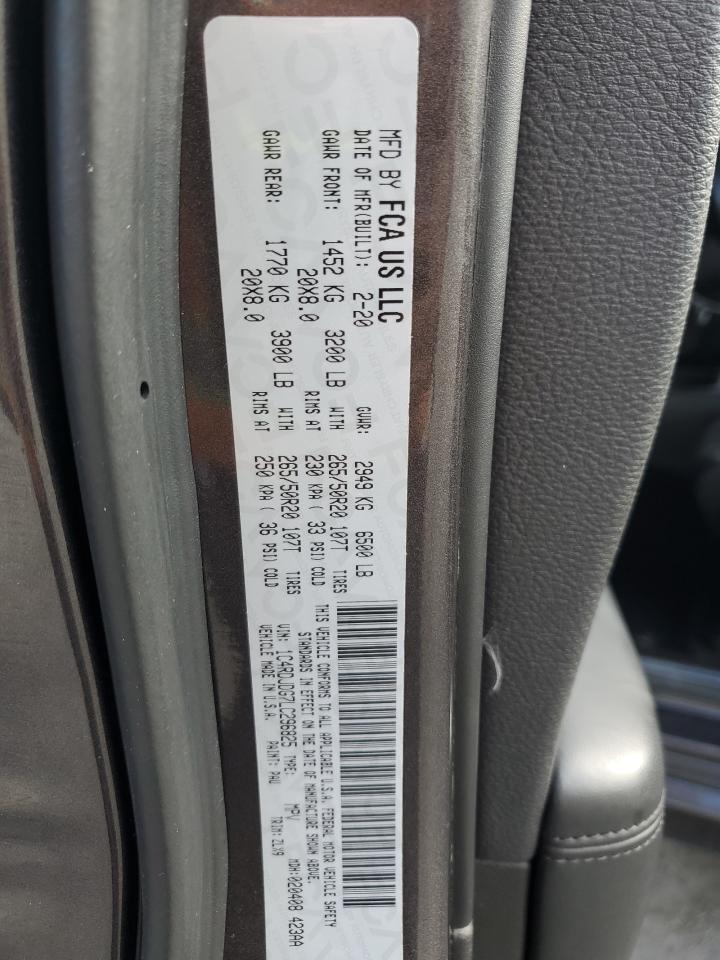 2020 Dodge Durango Gt VIN: 1C4RDJDG7LC296825 Lot: 80914885