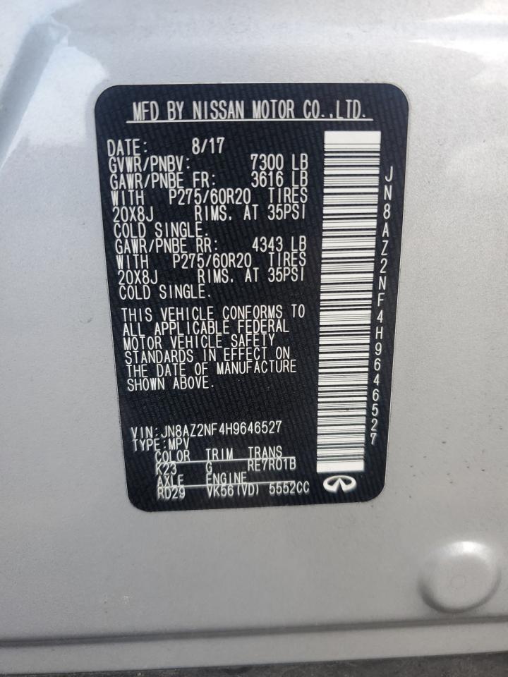 2017 Infiniti Qx80 Base VIN: JN8AZ2NF4H9646527 Lot: 83863685