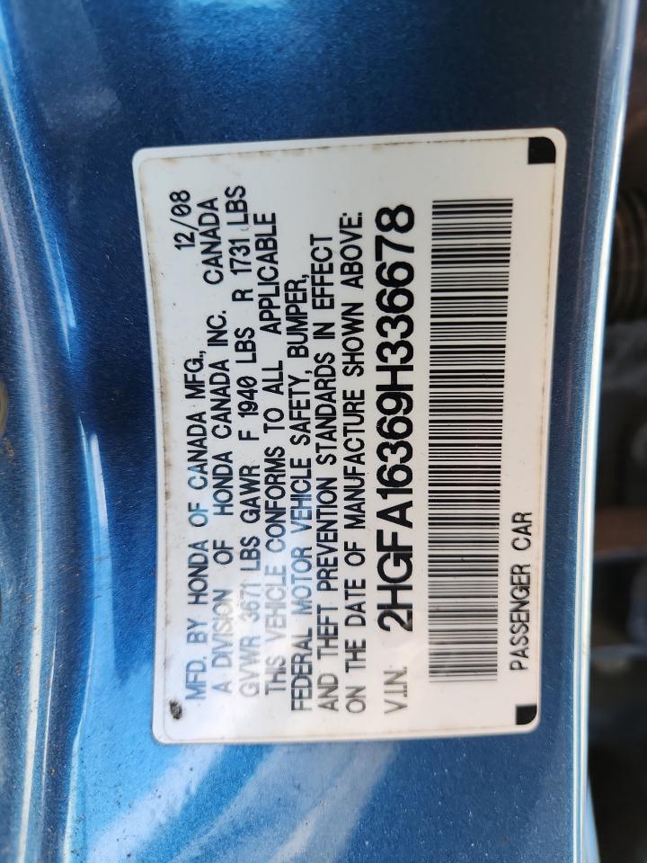 2009 Honda Civic Vp VIN: 2HGFA16369H336678 Lot: 83799475