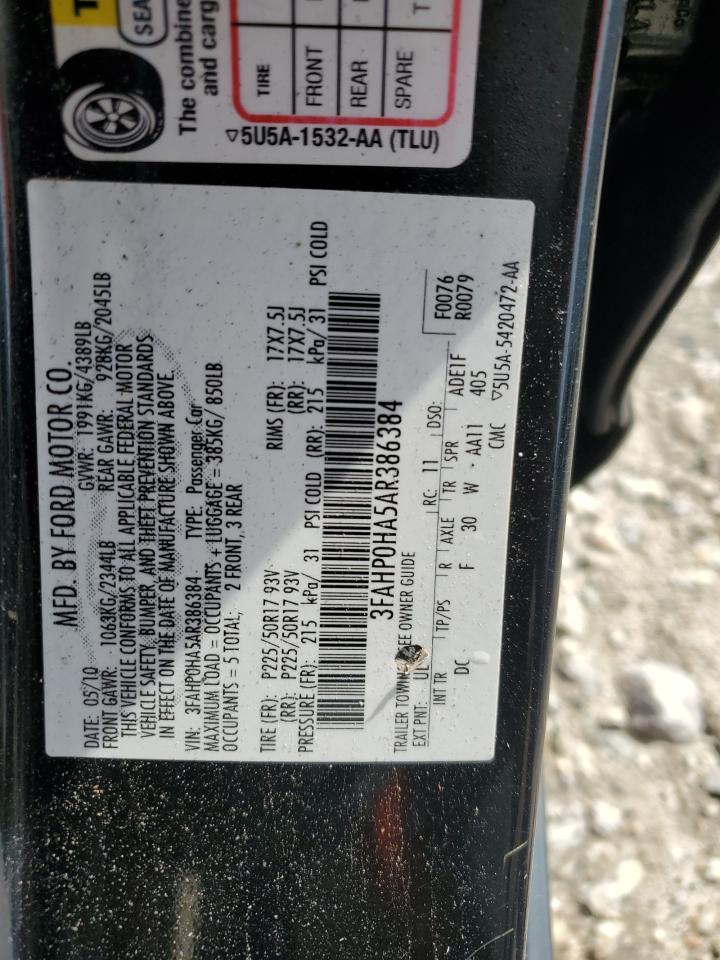 2010 Ford Fusion Se VIN: 3FAHP0HA5AR386384 Lot: 71715555