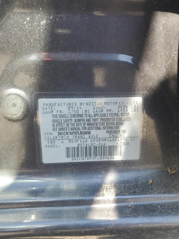 2015 Nissan Versa S VIN: 3N1CN7APXFL854656 Lot: 84552025