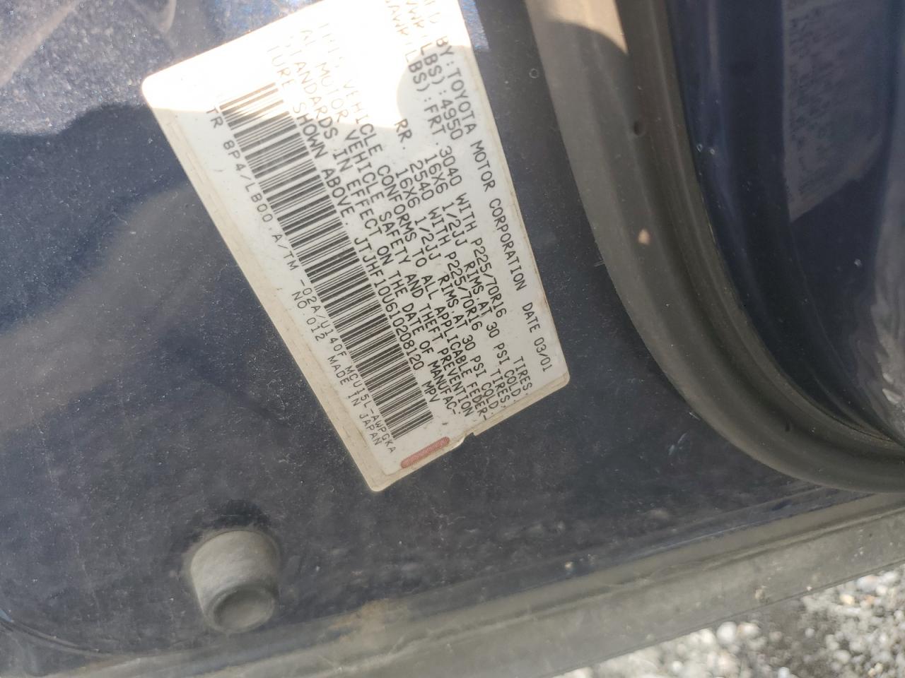 2001 Lexus Rx 300 VIN: JTJHF10U610208120 Lot: 71275495