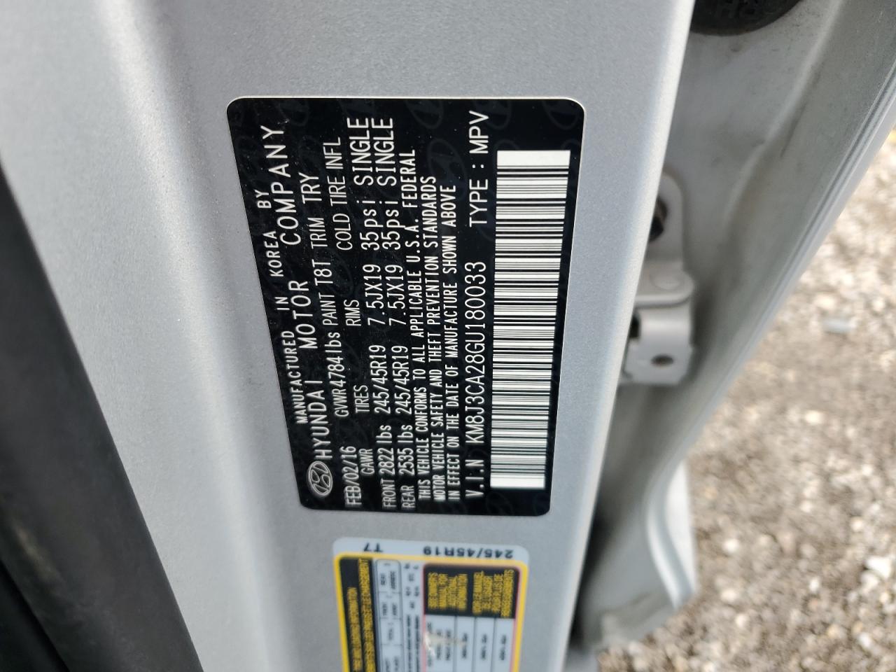 2016 Hyundai Tucson Limited VIN: KM8J3CA28GU180033 Lot: 81762605