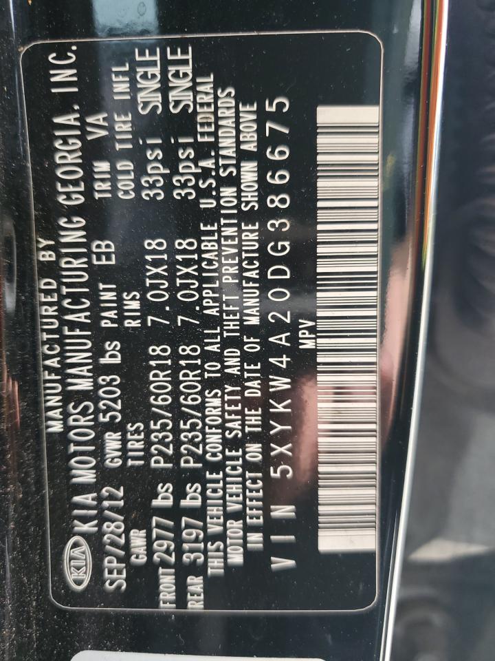 2013 Kia Sorento Sx VIN: 5XYKW4A20DG386675 Lot: 80376045