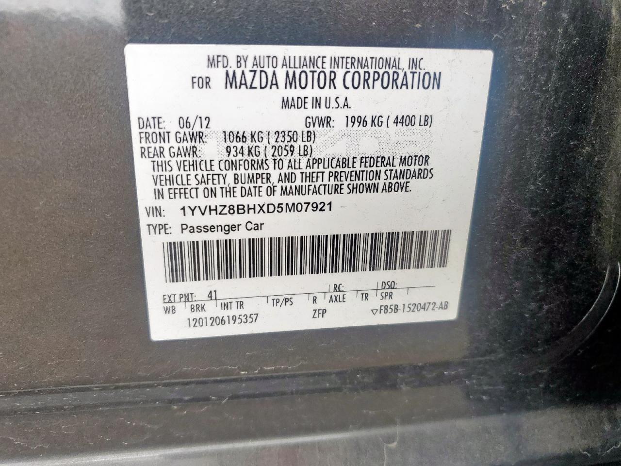 2013 Mazda 6 Sport VIN: 1YVHZ8BHXD5M07921 Lot: 81582745