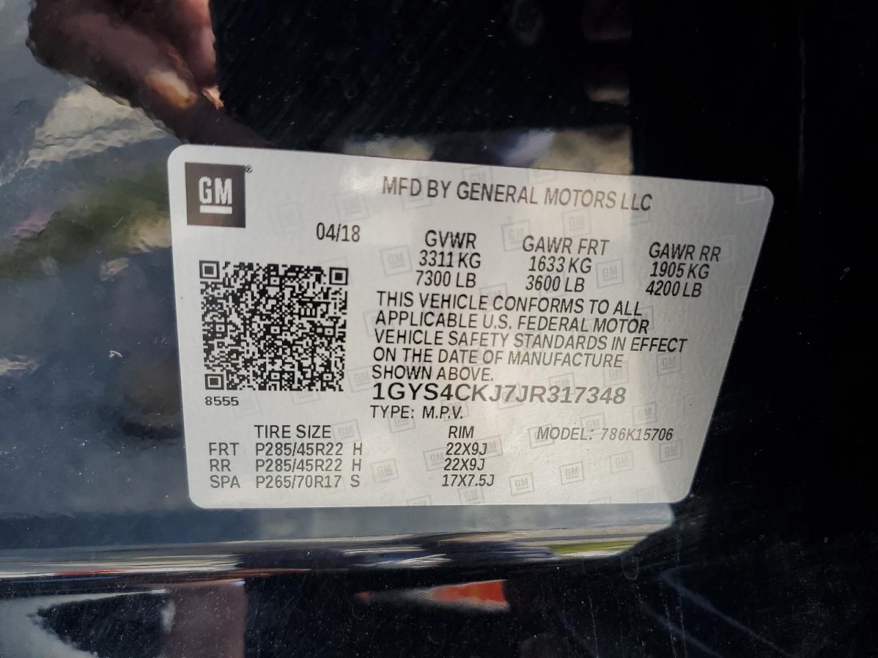 2018 Cadillac Escalade Premium Luxury VIN: 1GYS4CKJ7JR317348 Lot: 80573115